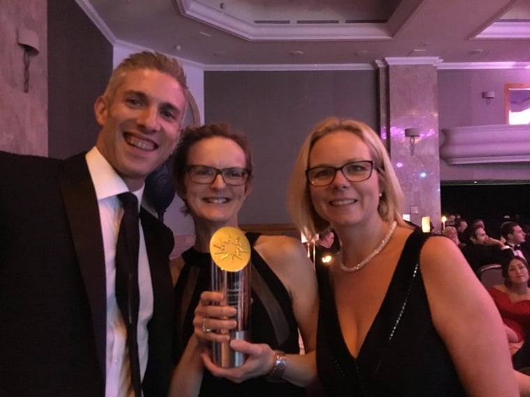 Rob, Claire and Kerry with First Wealth's award Rob, Claire and Kerry with First Wealth's award